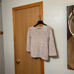 Loft XS Multi-Color 3/4 Sleeve Pullover Boatneck Sweater - EUC